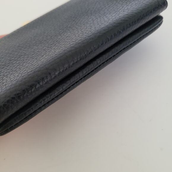 Samantha Thavasa Zip Kisslock Geniue Pebble Leather Wallet Black Boho Quality - Picture 9 of 11